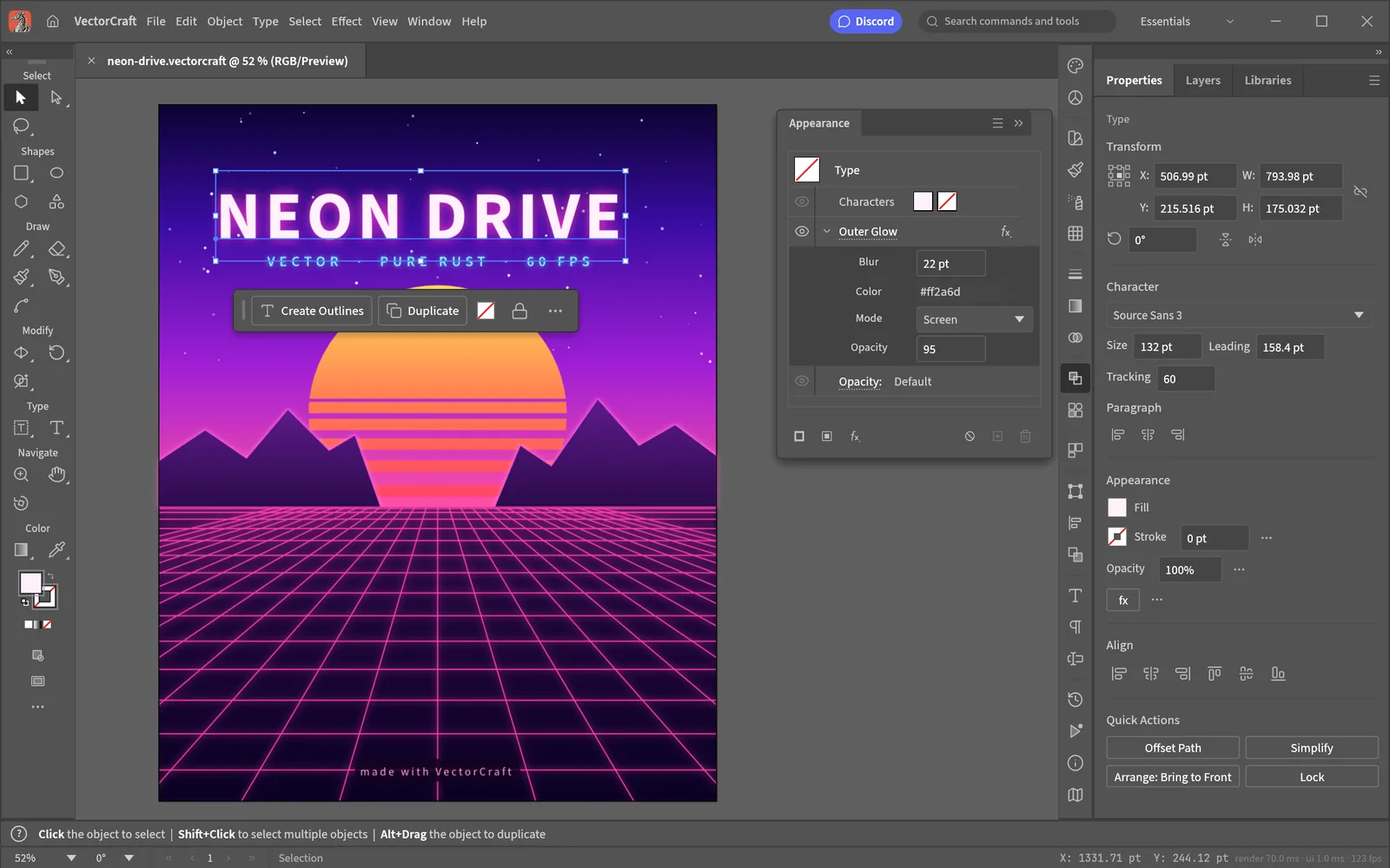 Original VectorCraft editor preview from ArtCraft