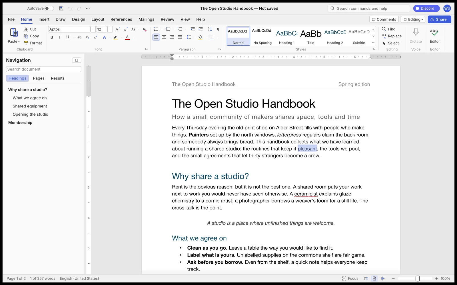 Original WordCraft editor preview from ArtCraft